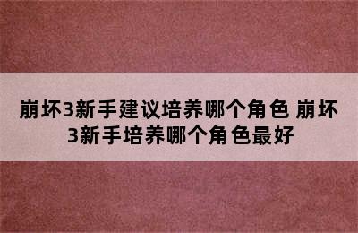 崩坏3新手建议培养哪个角色 崩坏3新手培养哪个角色最好